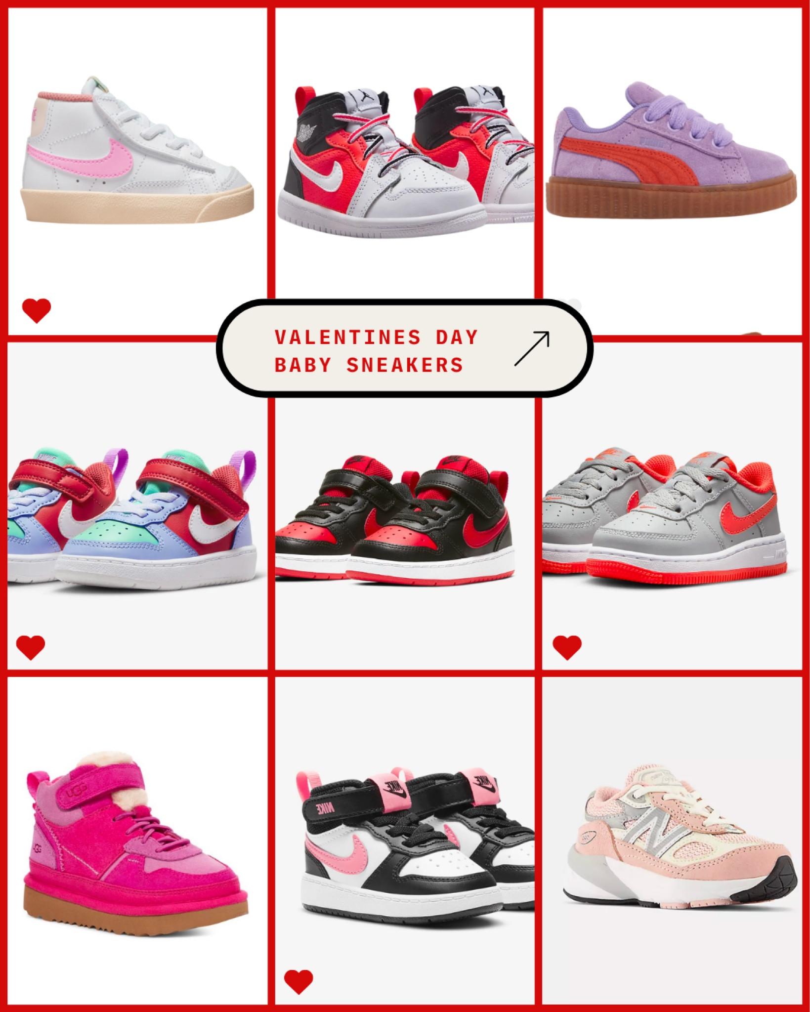 Red and pink sneakers for your little boy or girl! These infant and toddler sneaks are perfect for Valentine’s Day photos or school!! So many on sale too! 

#LTKbaby #LTKfamily #LTKkids