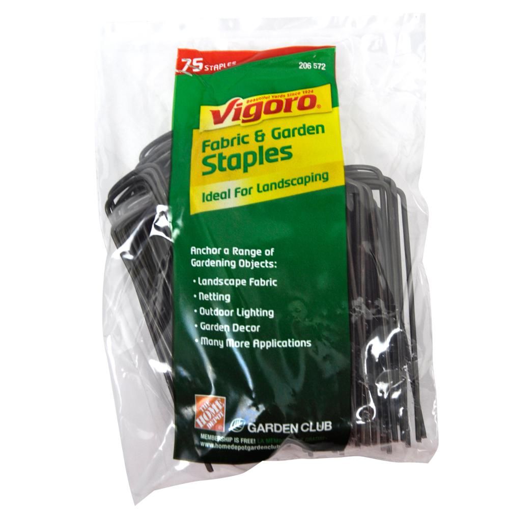 Vigoro 4 in. Weed Barrier Landscape Fabric Garden Staples (75-Pack)-8151RV - The Home Depot | The Home Depot