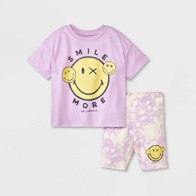Toddler Girls' Smiley World Top and Bottom Set - Purple | Target