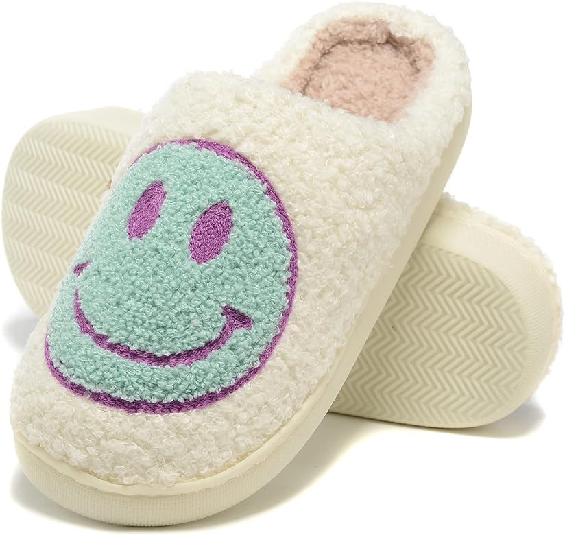 Retro Fuzzy Face Slippers for Women Men, Retro Soft Fluffy Warm Home Non-Slip Couple Style Casual... | Amazon (US)