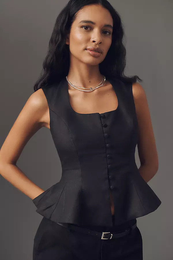 Paolina Linen Peplum Top | Anthropologie (US)