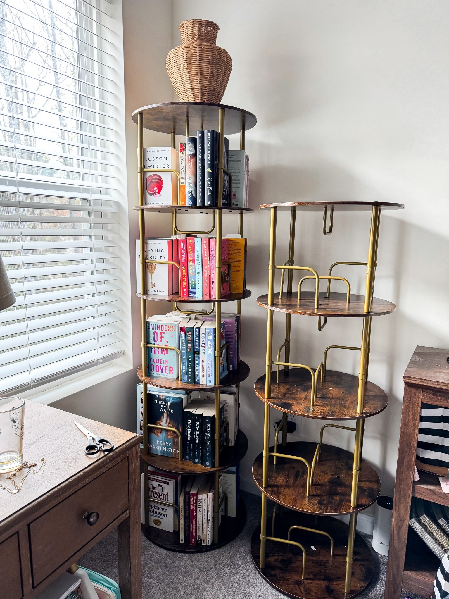 I have the 5 tier and 4 tier rotating bookshelf!! 

#LTKHome
