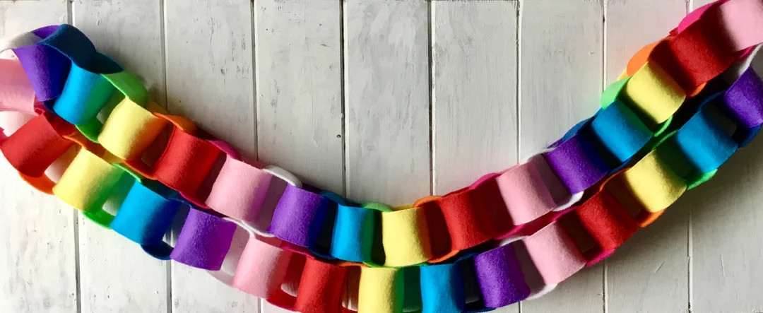 Rainbow Felt Chain Link/classroom Decor/playroom Decor - Etsy | Etsy (US)