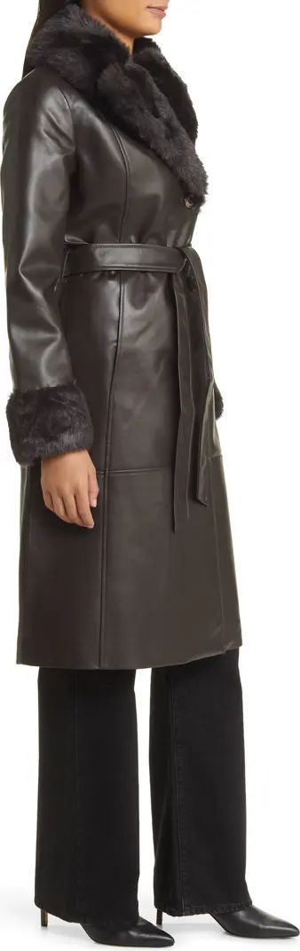 Via Spiga Faux Leather & Faux Fur Coat | Nordstrom | Nordstrom
