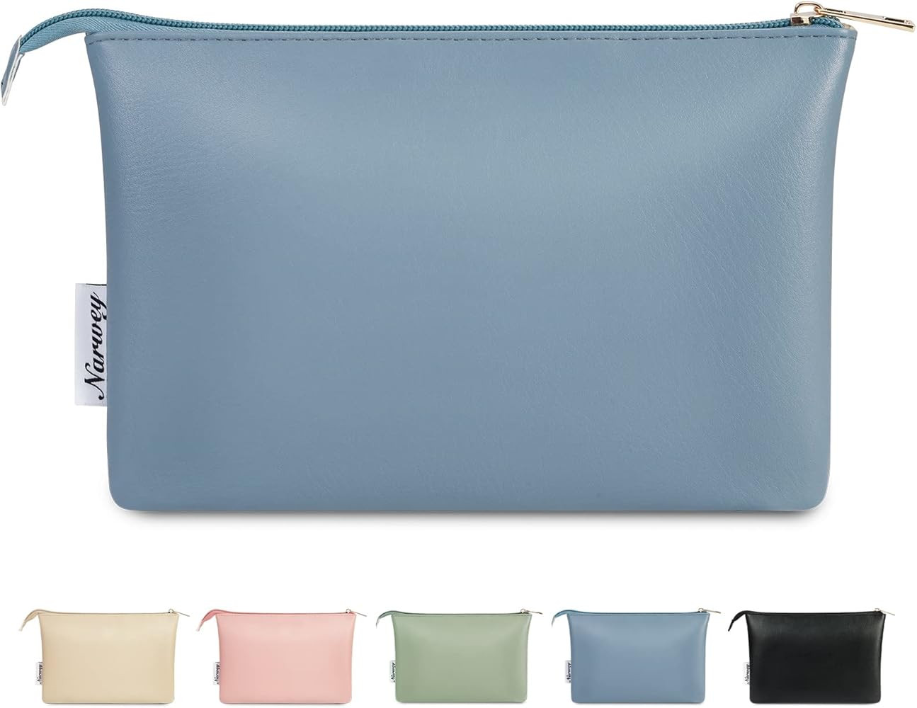Narwey Large Makeup Bag for Purse Vegan Leather Travel Makeup Pouch Cosmetic Bag Zipper Pouch for... | Amazon (US)