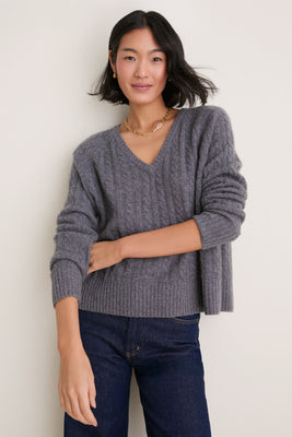 Graphite Cashmere Cable Knit Alice Sweater | Tuckernuck (US)