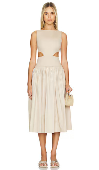 by Marianna Natalina Midi Dress in Light Beige | Revolve Clothing (Global)