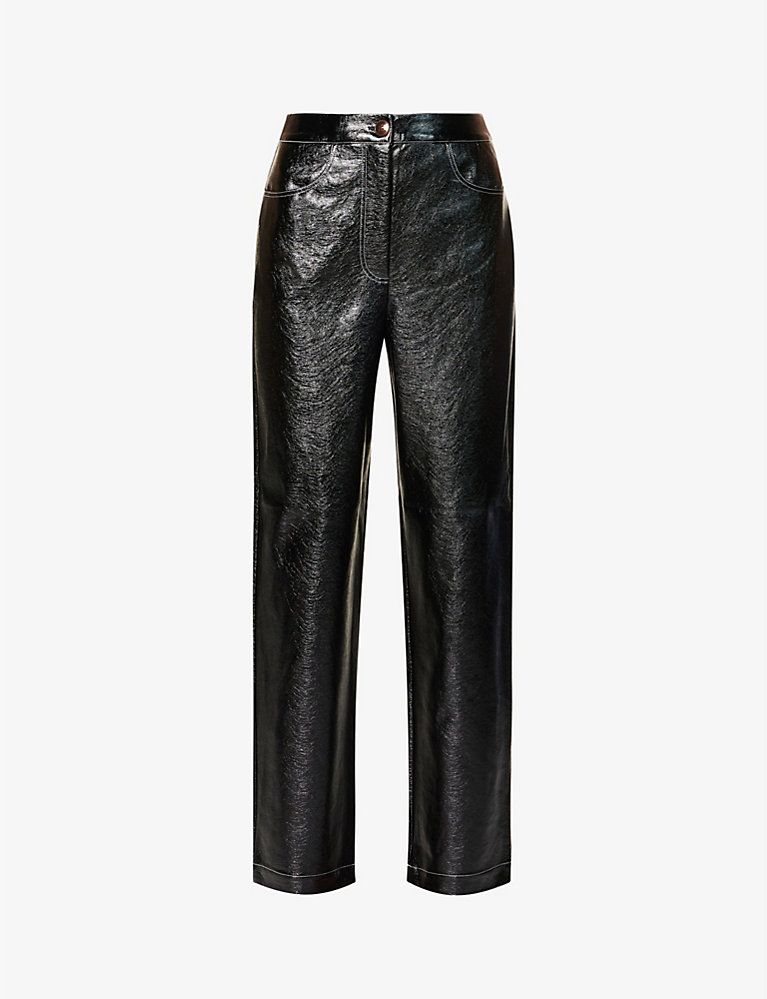 Janice straight-leg mid-rise faux-leather trousers | Selfridges