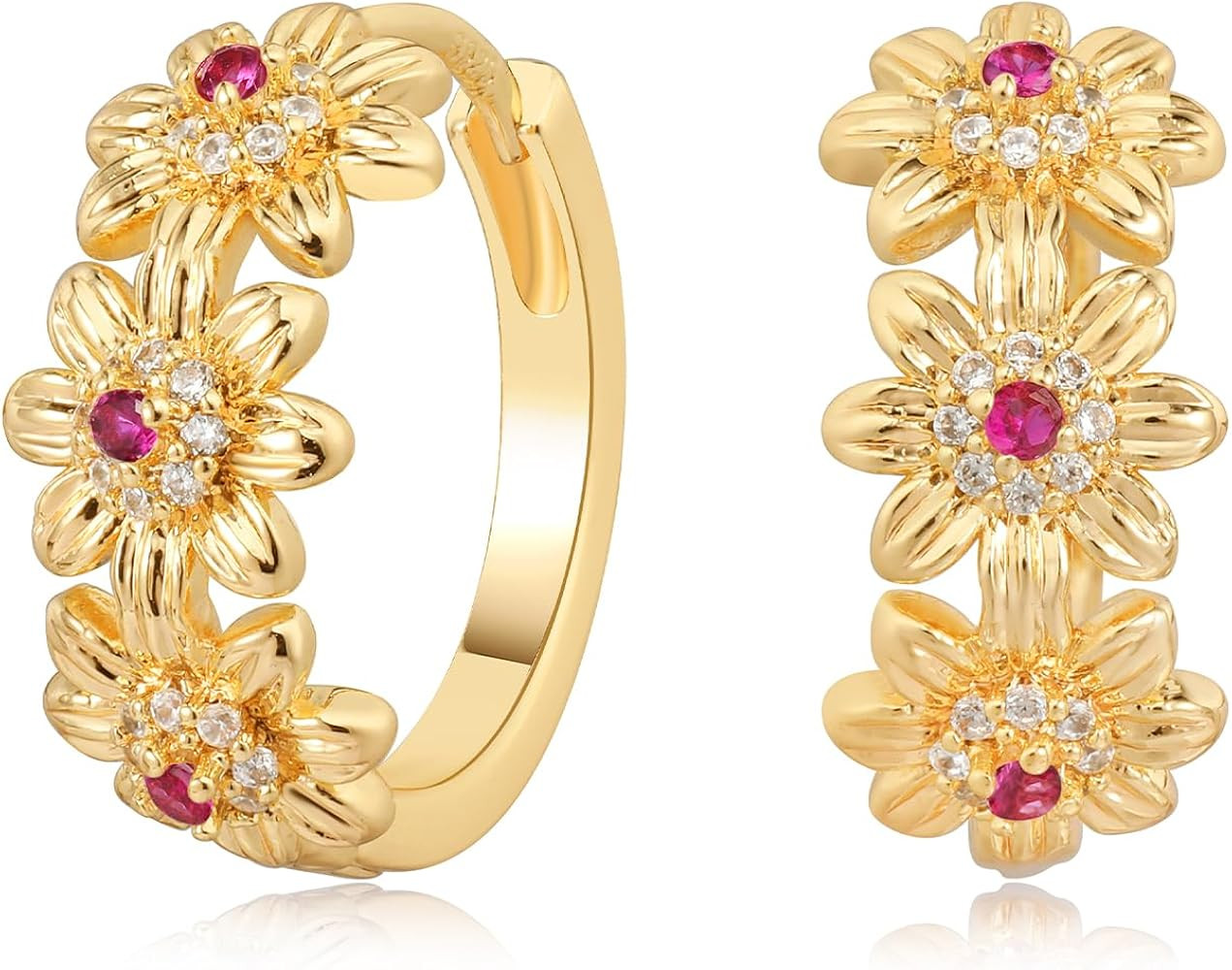 Gold Huggie Hoop Earrings 14K Gold Plated Dainty Chunky Thick Hoop Diamond Cubic Zriconia Inlay S... | Amazon (US)