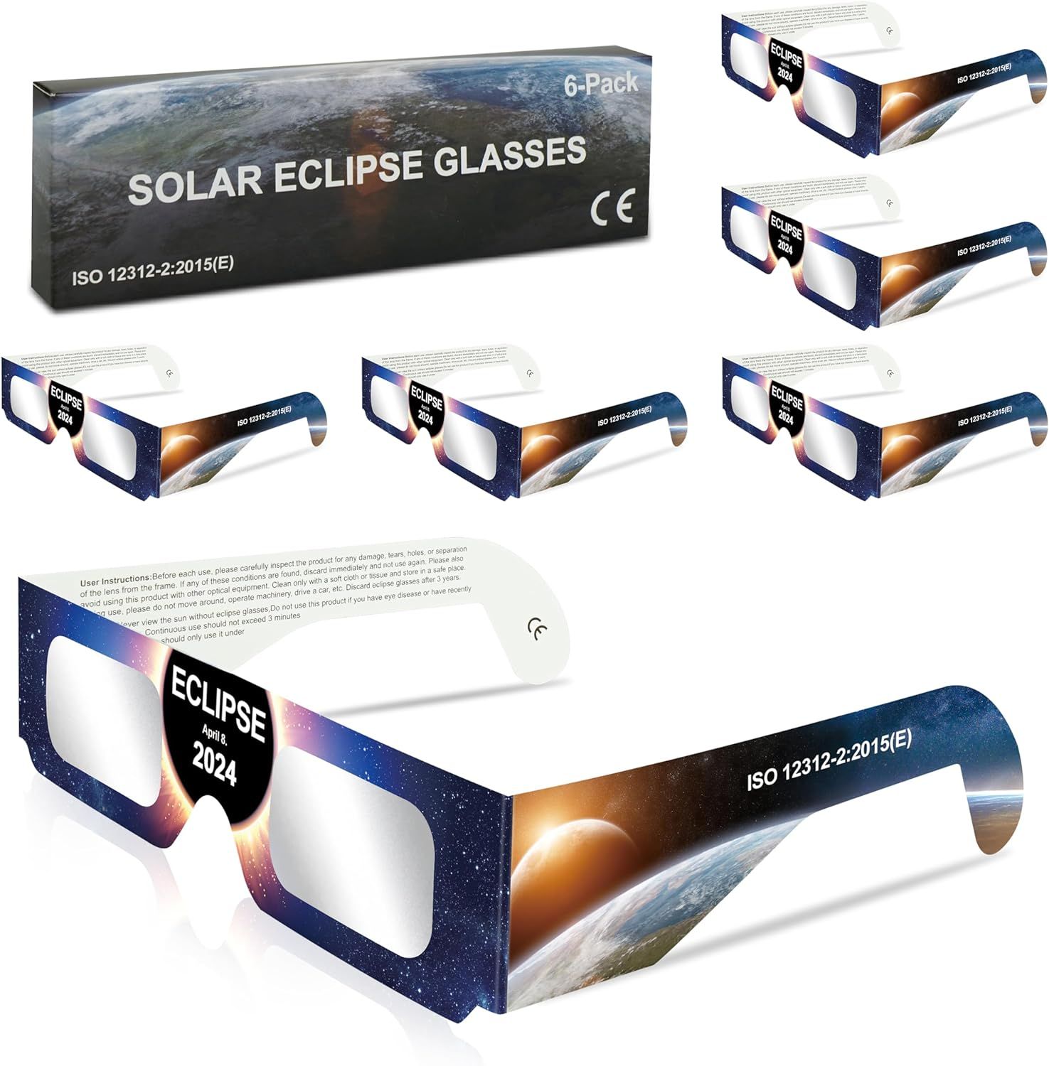 Solar Eclipse Glasses AAS Approved 2024, 6 Pack Solar Eclipse Glasses for Direct Sun Viewing-ISO ... | Amazon (US)