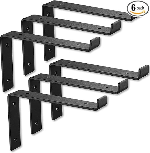 BATODA Shelf Brackets 10 inch with Lip for DIY Floating Shelf - L Shelf Bracket Black - Heavy Dut... | Amazon (US)