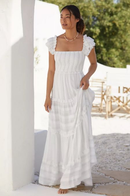 Long white maxi dress, beach dress, summer dress, vacation dress

#LTKstyletip #LTKxAnthro #LTKSeasonal