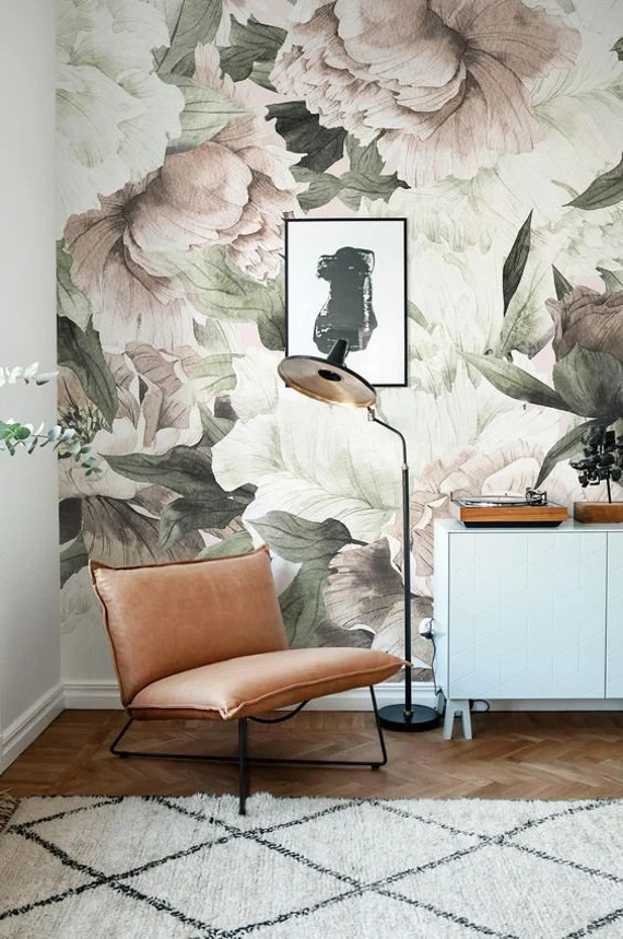 Floral Wallpaper Removable Wallpaper Peel and Stick Wallpaper | Etsy | Etsy (US)