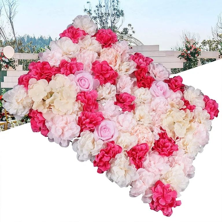 Miumaeov 4Pcs Flowers Wall Panels, 3D Artificial Flowers Wall Decor Premium Silk Flowers for Rose... | Walmart (US)