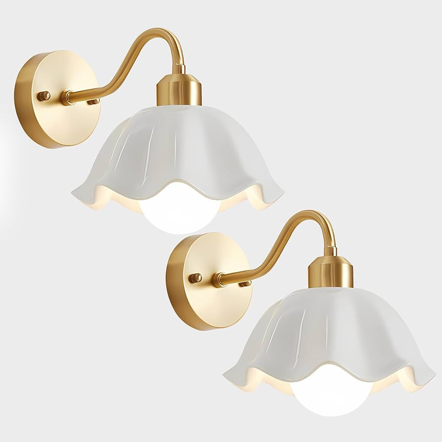 Gold Wall Sconces Set of Two Vintage Industrial Wall Lights Modern Farmhouse Sconces Wall Lightin... | Amazon (US)
