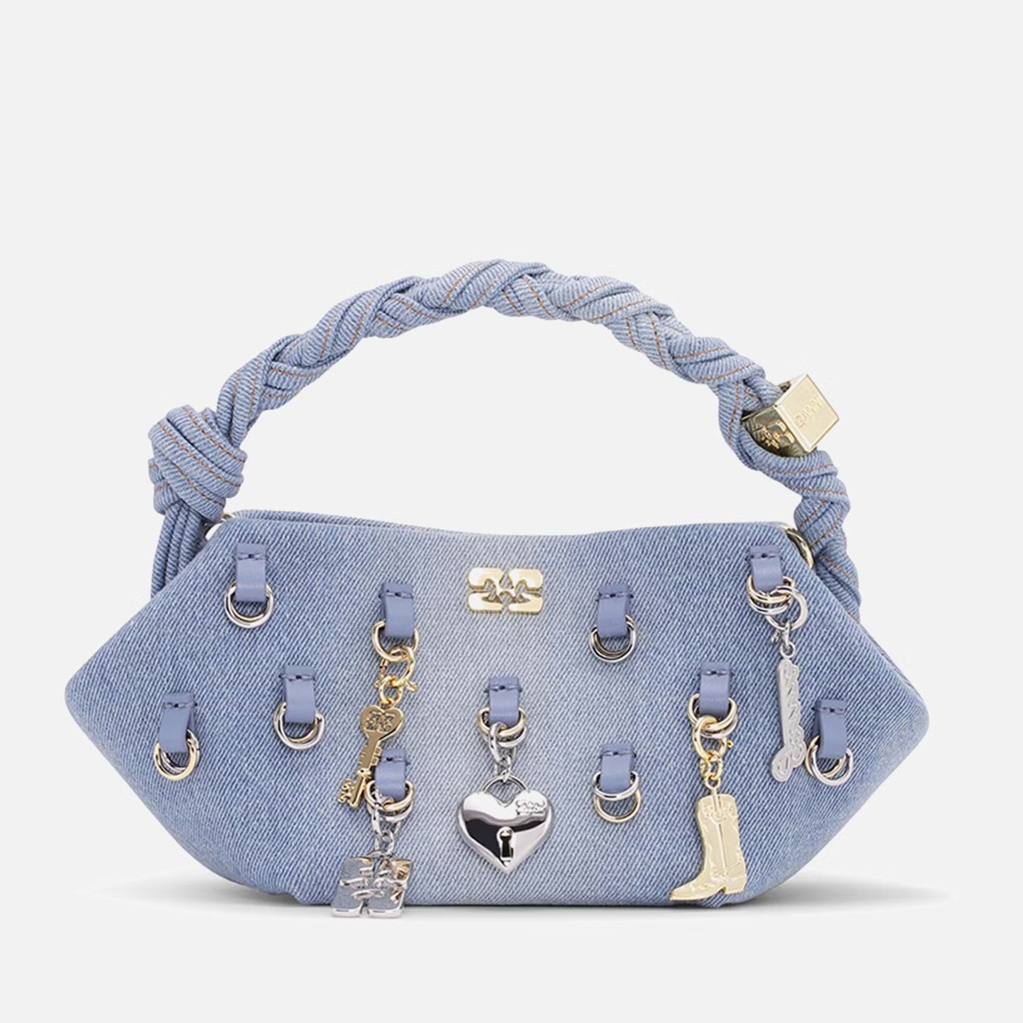 Ganni Small Washed Denim Bou Bag | Coggles | Coggles (Global)