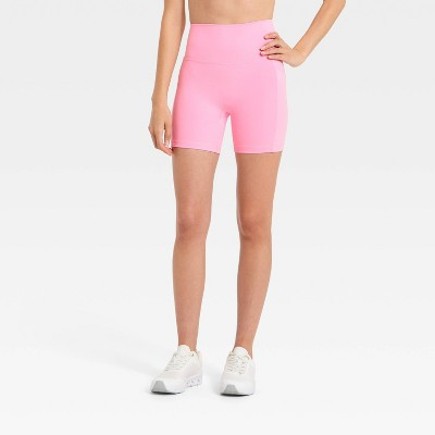 Women's Super Flex High Rise Pocketed Bike Shorts 5" - All in Motion™ Light Pink XL | Target