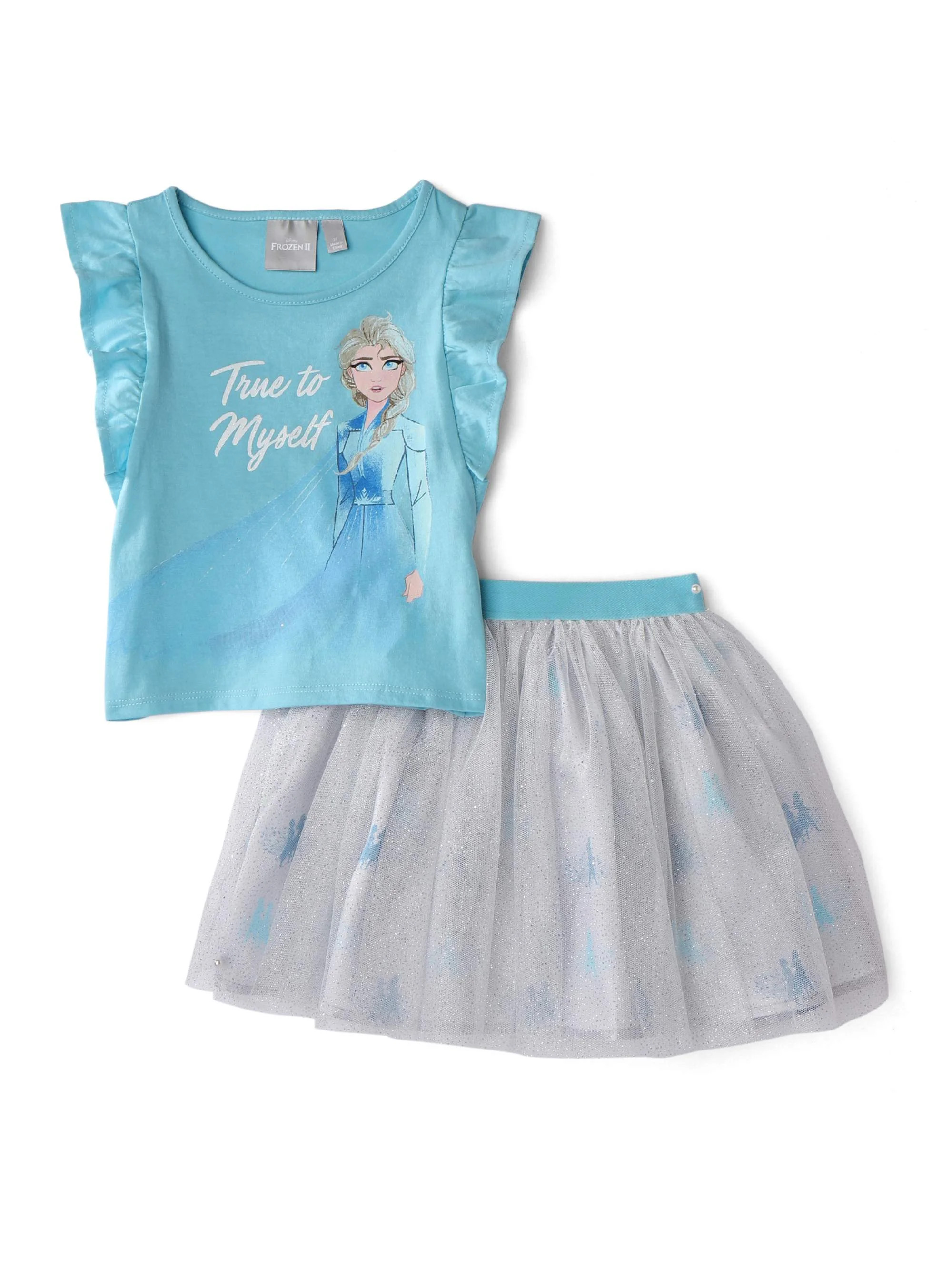 Frozen Elsa Toddler Girl Short Sleeve Top & Tutu Skirt, 2pc Outfit set | Walmart (US)