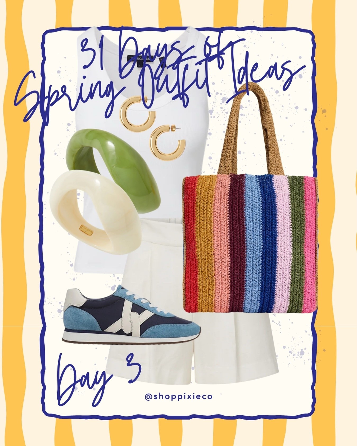 Day 3 of 31 🌷

Spring style formula I’ll never quit:

Start with crisp white.
Add personality.

A clean, elevated base (think Veronica Beard + Boden tailoring) and then let the accessories bring the fun — bold bangles, a colorful woven tote, fresh sneakers.

It’s polished.
It’s playful.
It’s modern midlife cool.

I don’t need head-to-toe color.
I just need the right pop. 🤍🌈

This is how I do spring my way — classic first, statement second.

Everything is linked in LTK. 😎 Just Comment PIXIE.

#ModernMidlifeStyle
#WomenOver50Style
#ElevatedEveryday
#SpringOutfits
#QuietLuxuryStyle

Comment PIXIE below to receive a DM with the link to this post on my LTK ⬇ https://liketk.it/5XdXf