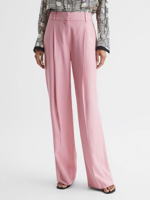 Reiss Pink Bonnie Wide Leg Trousers | Reiss US