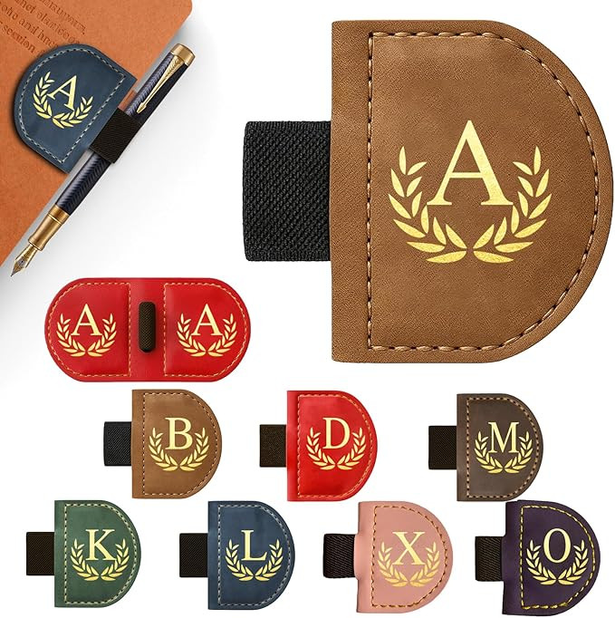Personalized Leather Magnetic Bookmark with Pen Holder, Custom Bygone Mark Bookmark with Pen Hold... | Amazon (US)