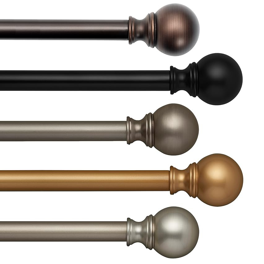 Decopolitan 30409-BZ36 Ball Single Telescoping Drapery Rod Set, Medium, Bronze | Amazon (US)