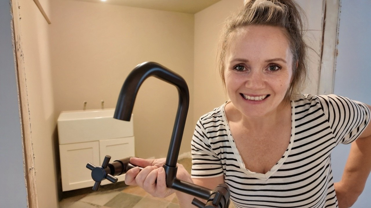 Just a girl… and the wall-mounted faucet she’s dreamed of her entire adult life. 🖤

And now that I have one finally going in my own house (in the laundry room, no less), I’m not even pretending to be chill about it.

Every detail in this little space has been thoughtfully chosen—even the utilitarian ones—because function can be beautiful.

Everything I sourced ( so far) is linked here if you’re planning your own dream laundry room ✨
#laundryroominspo #wallmountedfaucet #ltkhome #utilityroomdesign #interiordesigner #drapersdoingrenos
