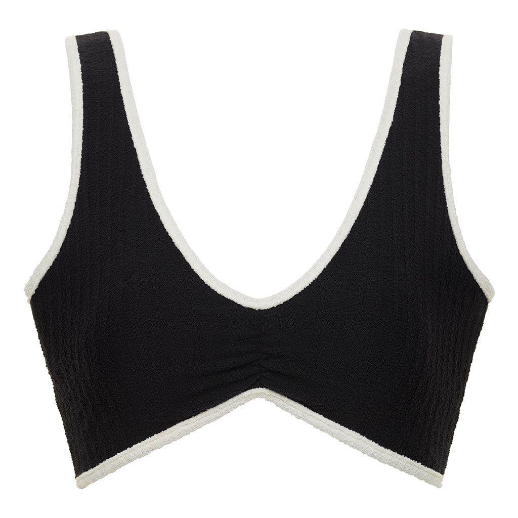 Black (Cream Binded) Terry Rib Kim Variation Bikini Top | Montce