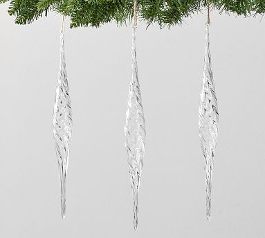Glass Icicle Ornaments - Set of 3 | Pottery Barn (US)