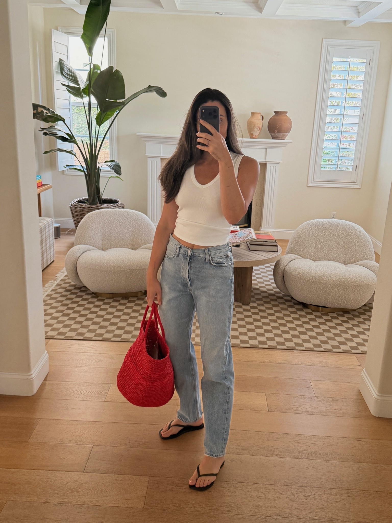 Daily uniform
Size small tank 
Size 26 denim 
