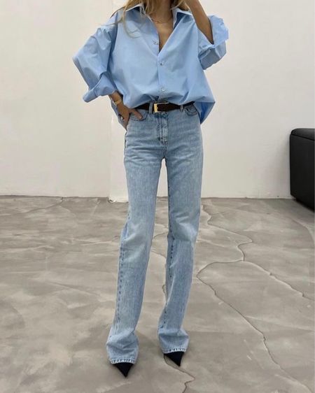 recreating outfits i love from pinterest 🤍
a blue monochrome dream 👔👖

- denim/chambray shirt 
- black belt
- bootcut blue jeans 
- black pointy toe heels 


#LTKSeasonal #LTKstyletip #LTKU