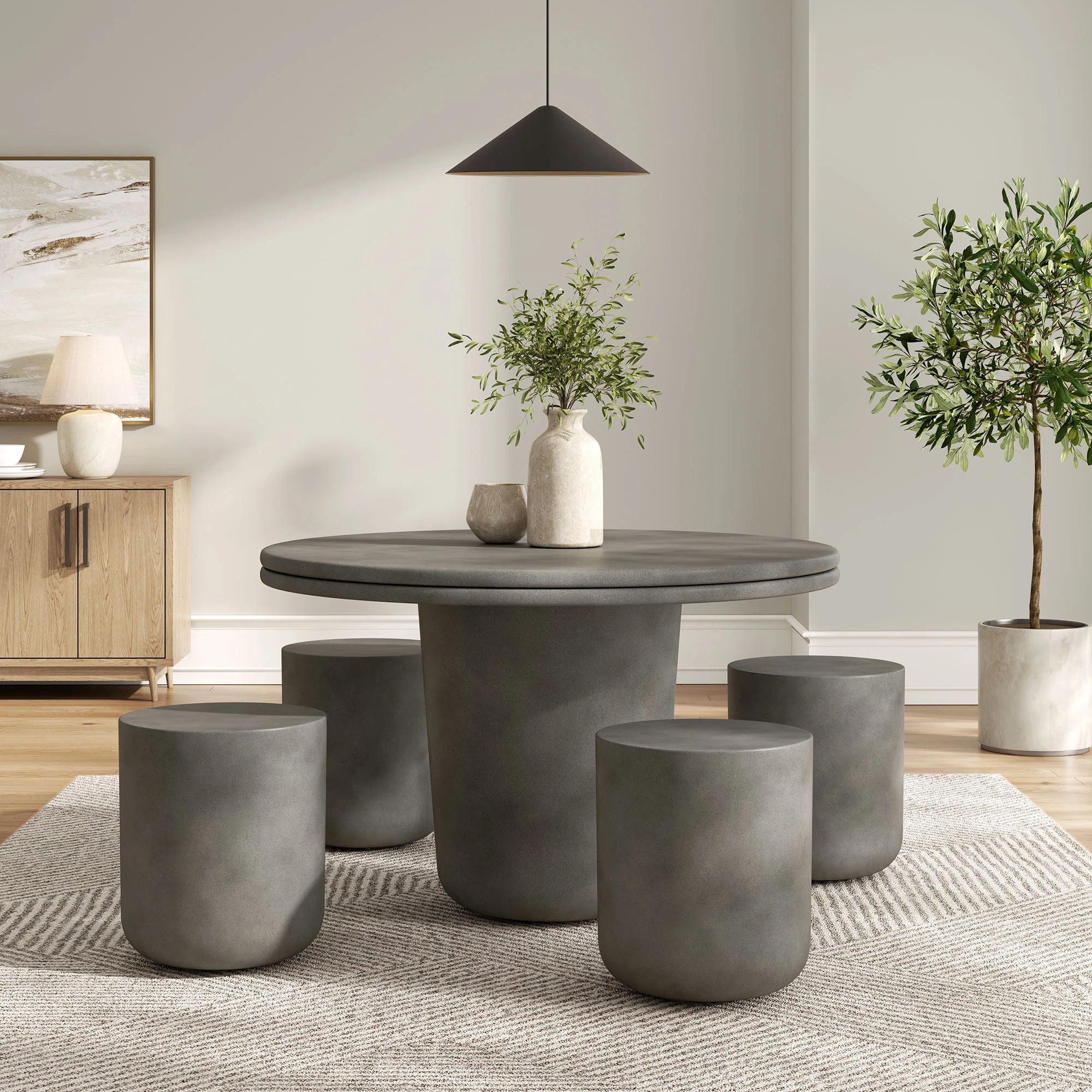 Brion Indoor - Outdoor Patio Concrete 5 Piece Dining Table Set | Wayfair North America