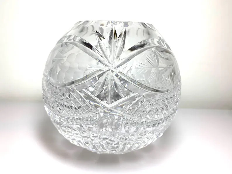 Vintage Lausitzer Crystal Globe Vase - German | Etsy (Global)