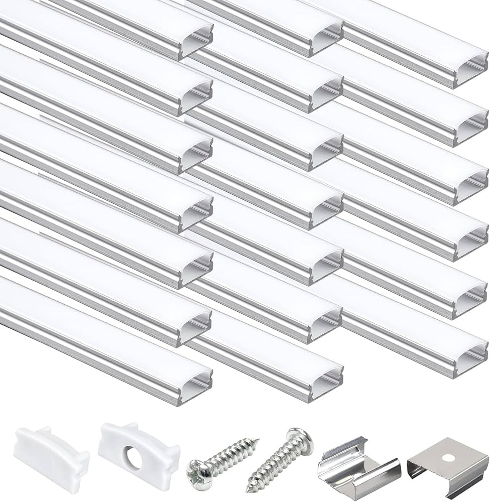 Tiianmai 20-Pack 3.3ft/1Meter U Shape LED Aluminum Channel System with Milky White Diffuser Cover... | Amazon (US)