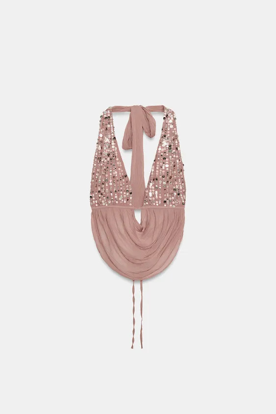 SEQUIN HALTER TOP | Zara UK