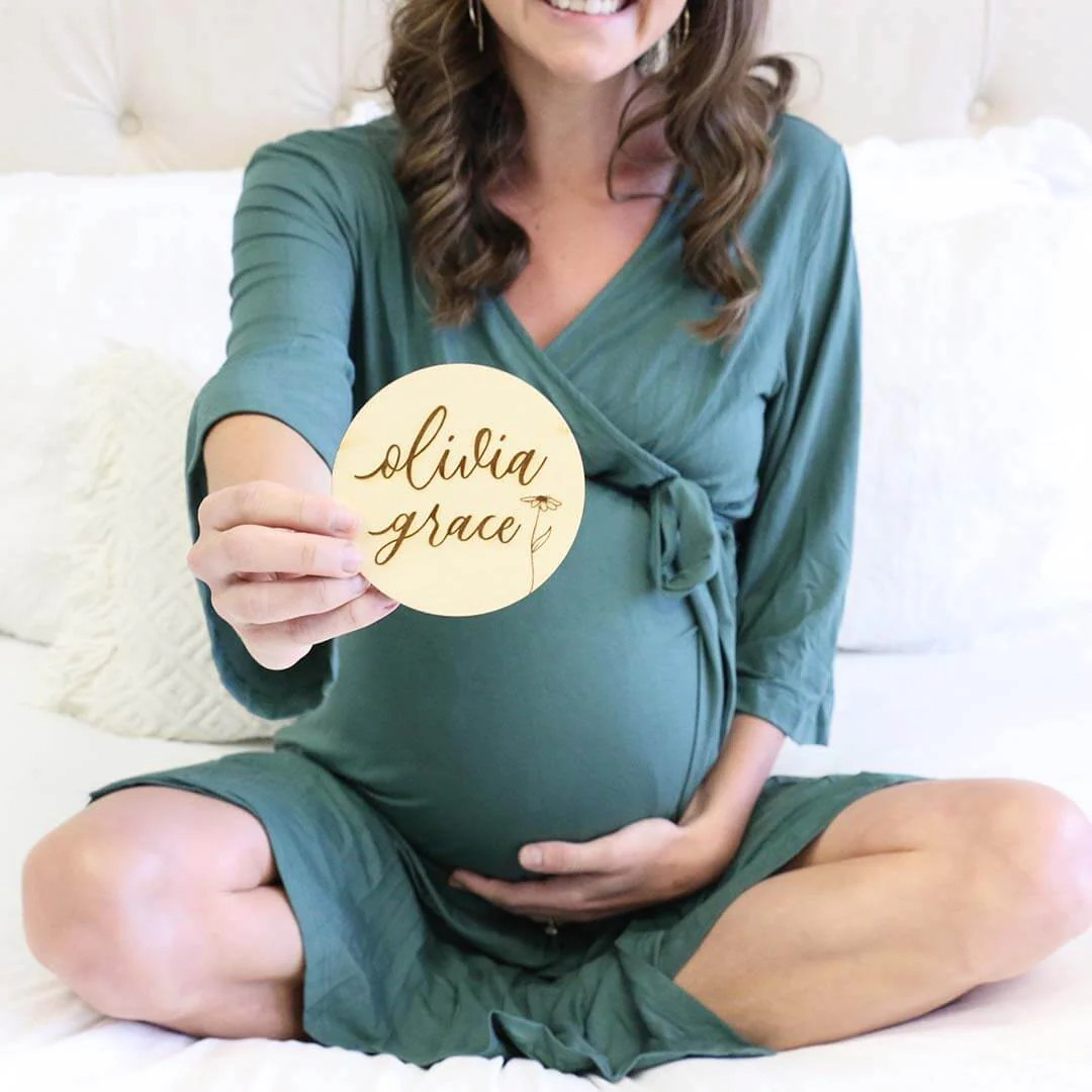 Emerald Bamboo Knit Maternity Robe | Caden Lane