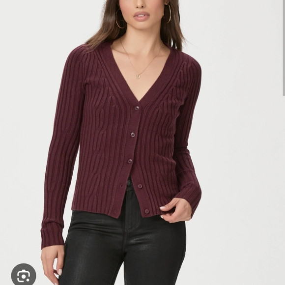 Paige Burgundy Ribbed Shirin Aubergine Cardigan | Poshmark