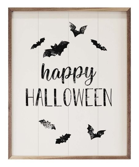 love this productWhite 'Happy Halloween' Bats Framed Wall Art | Zulily