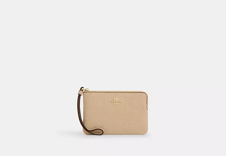 Corner Zip Wristlet In Signature Leather | Coach Outlet US