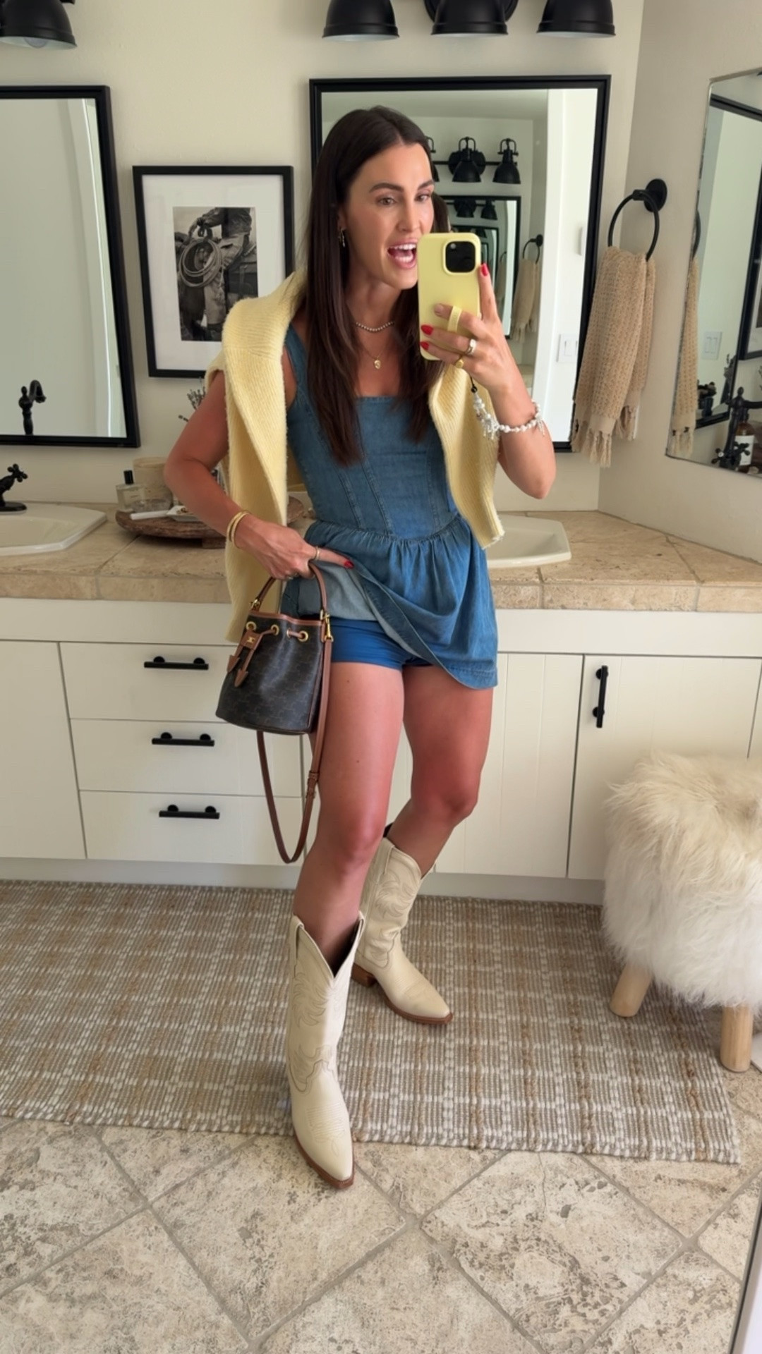 Loooove this denim skort/dress for summer!! Fits so nice and is very flattering. Wearing a small. Perfect for a date night or country concert 🤠

Summer outfit

#LTKootd #LTKSeasonal