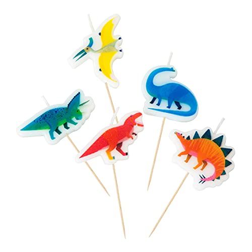 Talking Tables Dino Dinosaur Birthday Candle Cake Toppers, Pack of 5, Wax Height 3cm, 1", Mixed C... | Amazon (US)