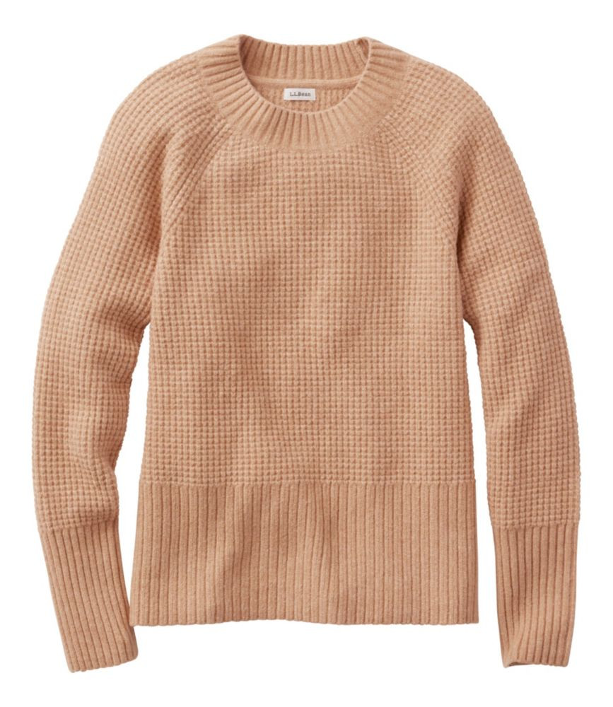 Women's SuperSoft Waffle Sweater, Crewneck Honey Brown Heather 1X, Cotton/Nylon L.L.Bean | L.L. Bean