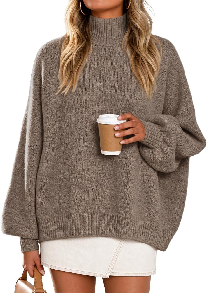 ZESICA Women's Fall Winter Long Sleeve Turtleneck Oversized Sweaters | Amazon (US)