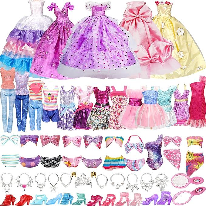 35 Pack Handmade Doll Clothes Set Including 2 Princess Dresses 4 Fashion Dresses 2 Tops and Pants... | Amazon (US)