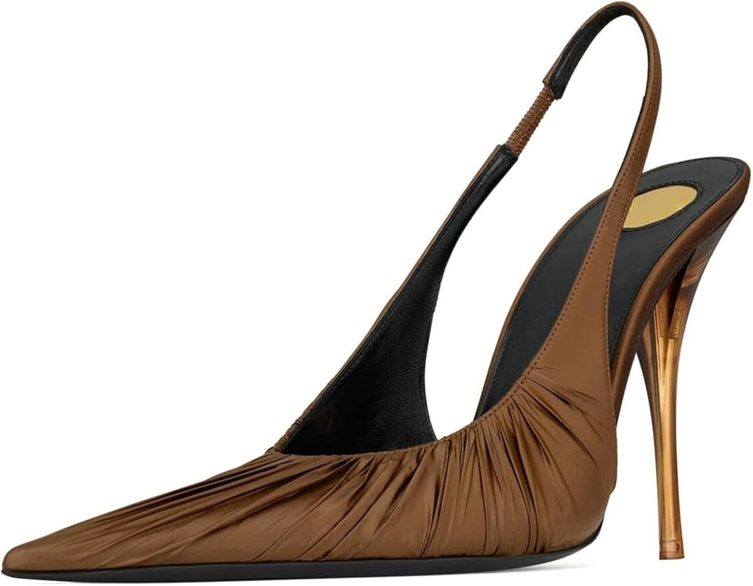 Slingback Heels for Women Pointed Toe High Stiletto Heels Ruched Satin Pumps Slip On Dress Shoes Elegant Evening | Amazon (US)