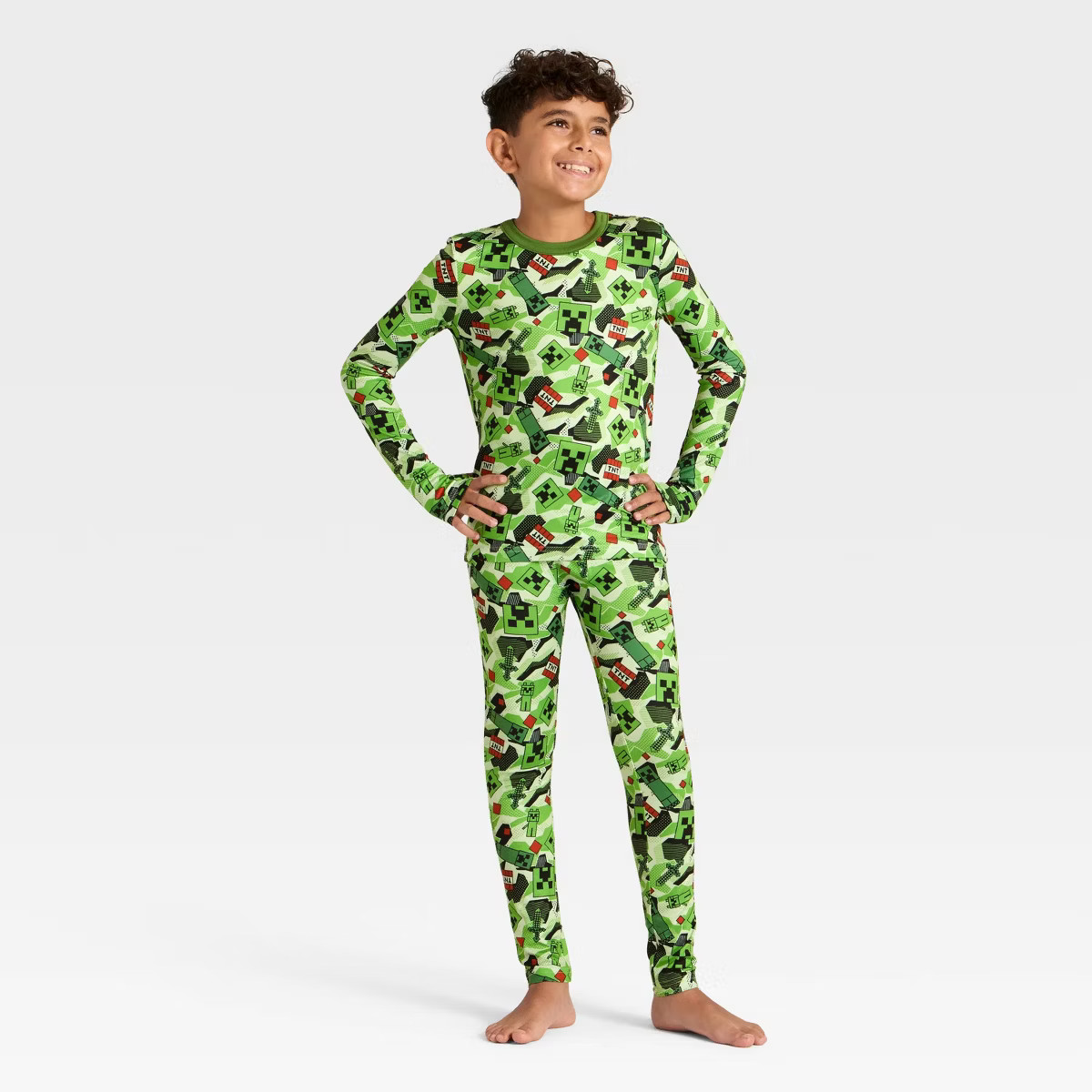 Boys' Minecraft Thermal Underwear Set - Green | Target