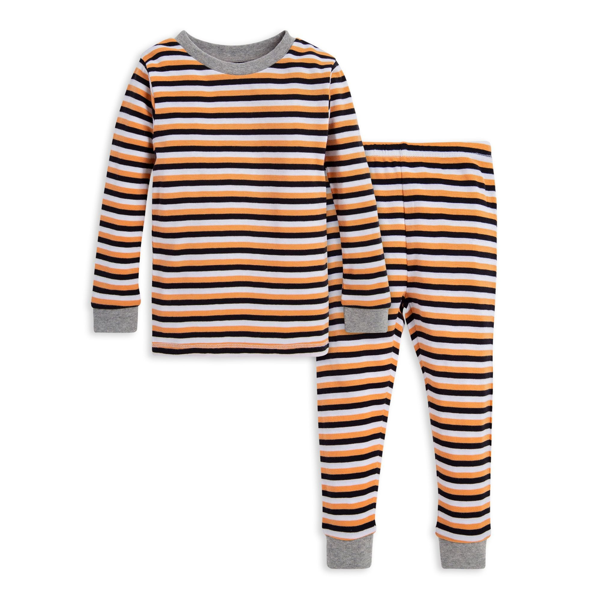 Tri Color Stripe Organic Toddler Halloween Pajamas | Burts Bees Baby