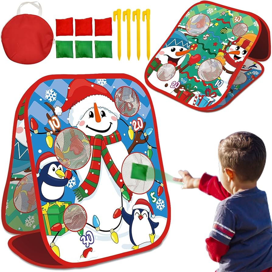 Christmas Party Games for Kids Adults, Bean Bag Toss Game Toys Double-Sided Foldable Cornhole Boa... | Amazon (US)