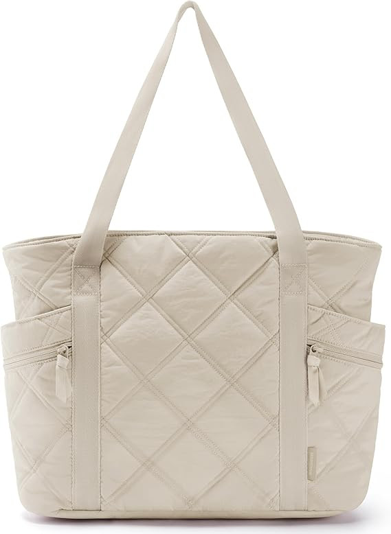 BAGSMART Tote Bag for Women, Puffer Tote Bags with Zipper, Travel Essentials Quilted Nurse Bag Ca... | Amazon (US)