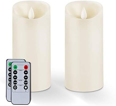 5plots 6" x 3" Flickering Flameless Candles - Battery Operated Wax LED Candles - Amber Yellow Lig... | Amazon (US)